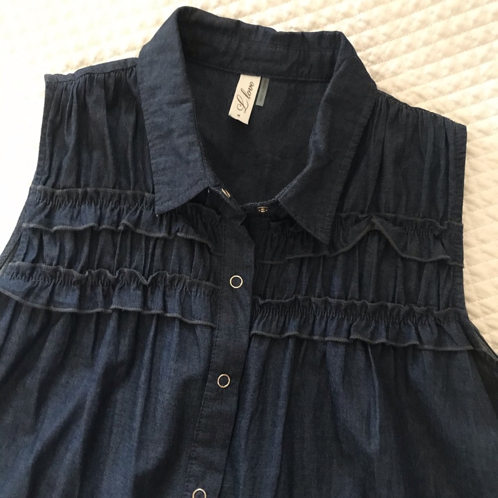 Sleeveless Chambray Dress